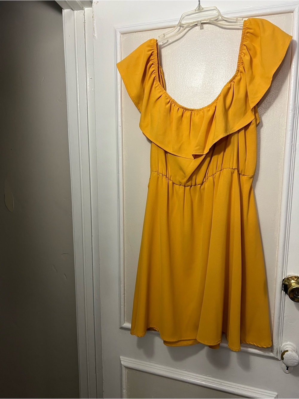 Yellow Ruffle Off-Shoulder Dress
